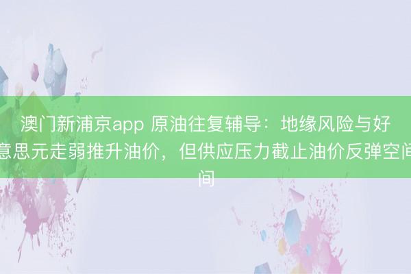 澳门新浦京app 原油往复辅导：地缘风险与好意思元走弱推升油价，但供应压力截止油价反弹空间
