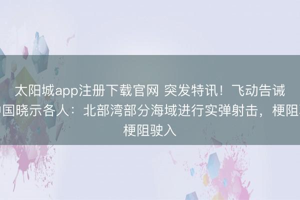 太阳城app注册下载官网 突发特讯!飞动告诫,中国晓示各人:北部湾部分海域进行实弹射击,梗阻驶入
